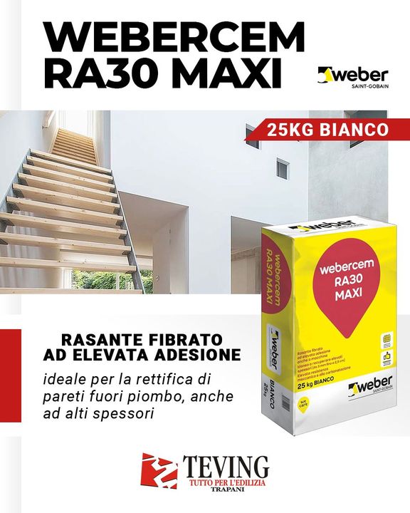 Scopri #webercem RA30 MAXI, il #rasante #fibrato ad elevata adesione di Weber del Gruppo Saint-Gobain  !