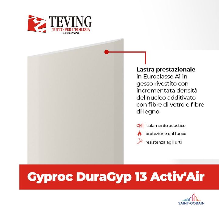 GYPROC DURAGYP 13 ACTIV'AIR  TEVING

Lastra in Euroclasse di reazione